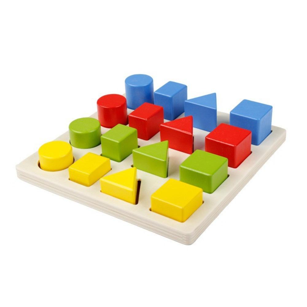 Children's Early Education Educational Wooden Toy Color Geometric Shape Puzzle Shape Building Block Matching Toy