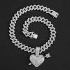 European and American New Personalized Arrow Piercing Pendant Heart-shaped Full Diamond Fashionable Street Hip-hop Diamond Cuban Necklace