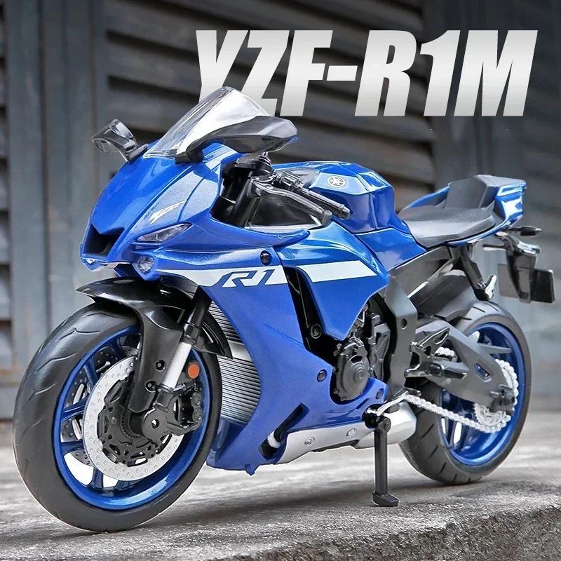 1/12 Yamaha YZF-R1M 60th Anniversary Rennmotorräder Legierung Motorradmodell Stoßdämpfer Sammlung Spielzeugauto Kindergeschenk