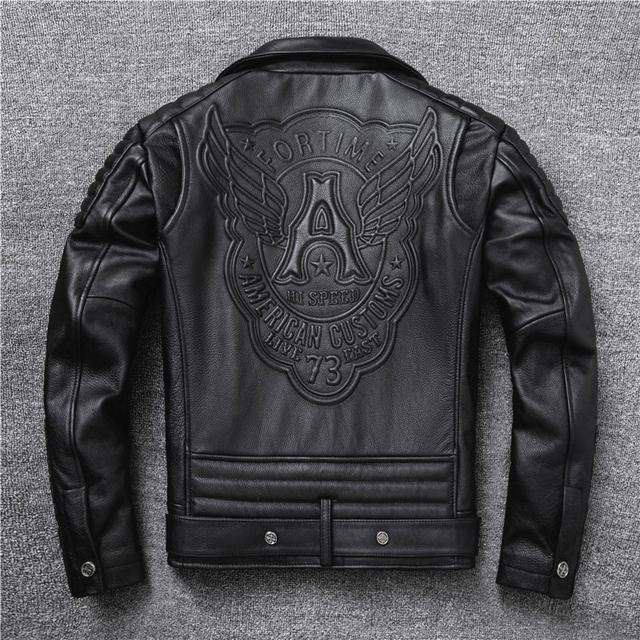 

Новая винтажная коричневая куртка на молнии с косой застежкой-молнией, мужская куртка из натуральной коровьей кожи в мотоциклетном стиле, тонкие куртки, пальто L чёрный