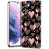 Gold Pink Rose Glitter Hearts Phone Case For Samsung Galaxy S24 Ultra S23 FE S22 S20 S21 5G S10 S9 Plus S10E S8 Soft Clear Cover