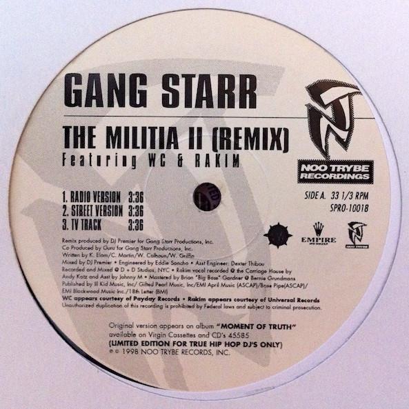 12inch Record GANG STARR - Militia II (Remix) / The Militia (S SPRO10018PROMO 1998 US Rap & Hip-Hop/R&B Used
