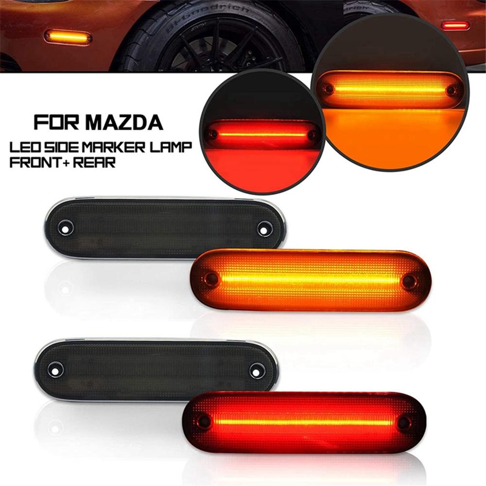 For 1990-1997 Mazda Miata 1999-05 Mazda MX-5 LED Side Marker Lights Smoked Lens