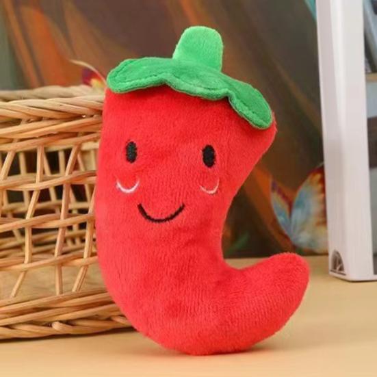 Plush Chilli Dog Toy Squeaky Dog ??Chew Toy Interactive Soft Stuffed Pepper Teething Toy for Puppy Cat Teeth Cleaning Anxiety Relief
