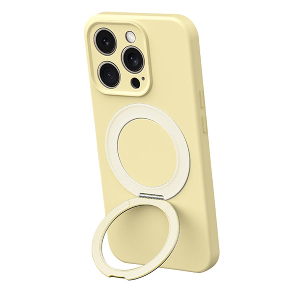 For iPhone 13 Pro Max Magnetic Case Rotating Kickstand Liquid Silicone PC Phone Cover Skin Touch G