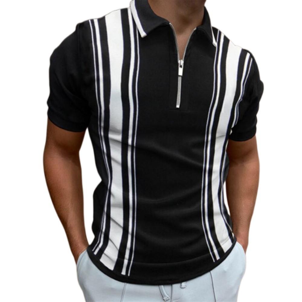 Men'S 3Dpolo Shirt Independent Station Zipper Short Sleeve T-Shirt Pullover Casual Men'S Clothing