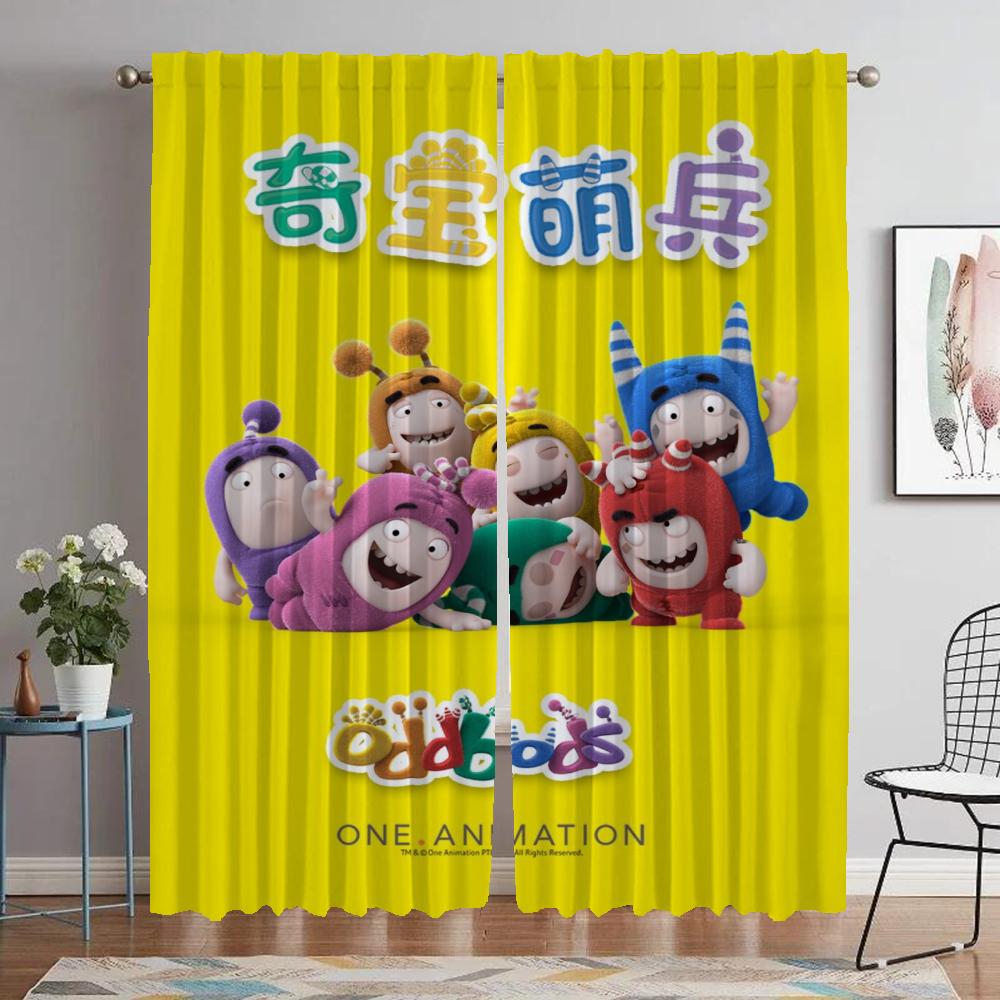Oddbods Blackout Curtain for Room 2 Panel Elegant Room Curtains Shades Halloween Decoration Partition Tulle for Bedroom Living