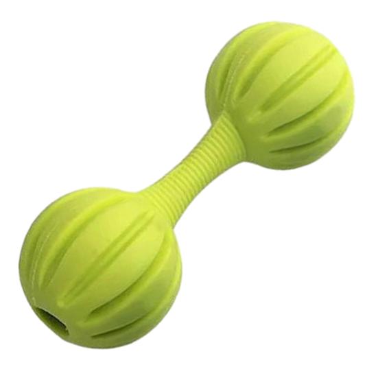 Dumbbell Dog Chew Toy with Bell Bite Resistant Boredom Stress Relief TPR Dumbbell Shape Puppies Toy Pet Teething Cleaning Interactive Toy