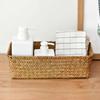 Handmade Woven Seagrass Storage Basket Desktop Straw Rattan Organzier Picnic Storage Box Desk Cosmetic Fruit Sundries Container