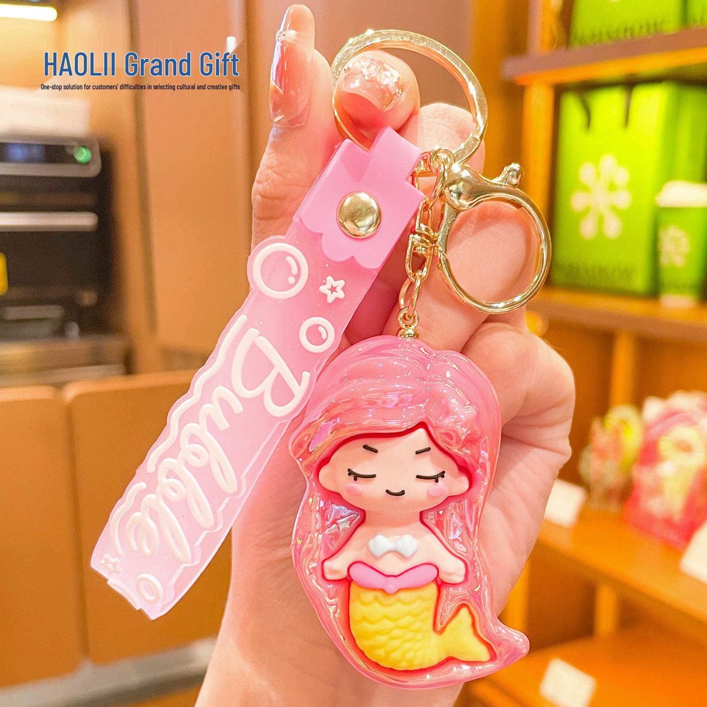Iridescent Mermaid Princess Keychain Ornament - Small Pendant for Couples