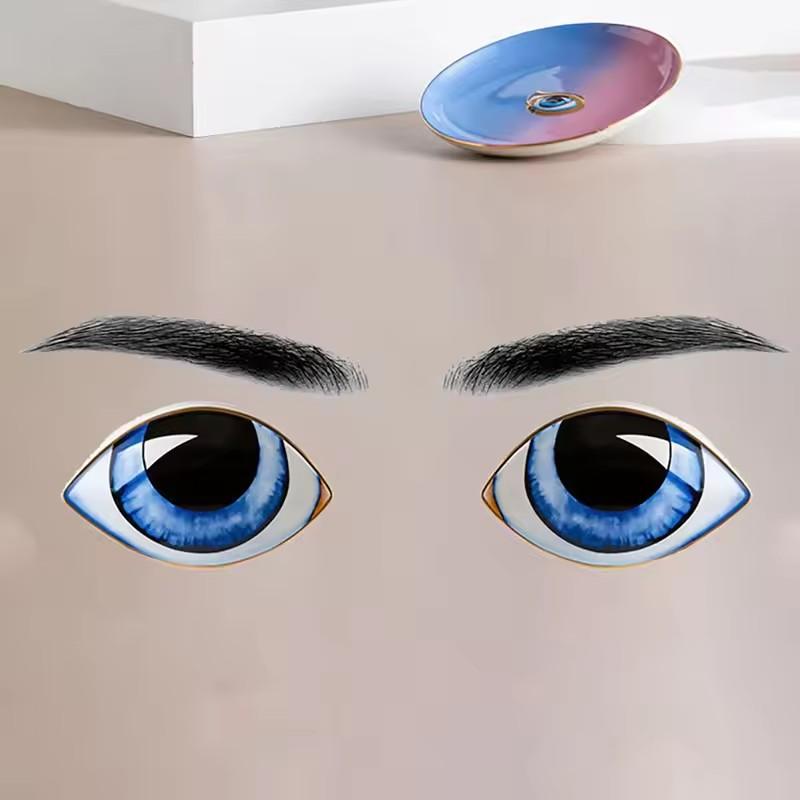 Creative Blue Evil Eye Statue Lucky Eye Figurines Decor Ceramic Crafts Desktop Ornaments Home Living Room Decoration Gifts