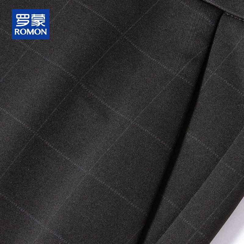 ROMON Men's Plaid Business Casual Straight-Leg Pants