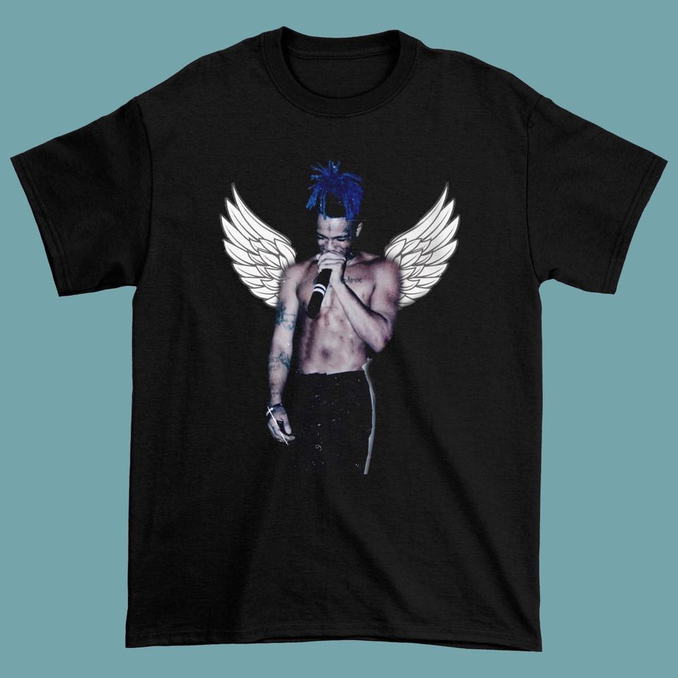 

XXXTentacion Рэпер Ангел Мужская Футболка Топы Футболка Черная Унисекс Все Размеры от S до 4XL XL