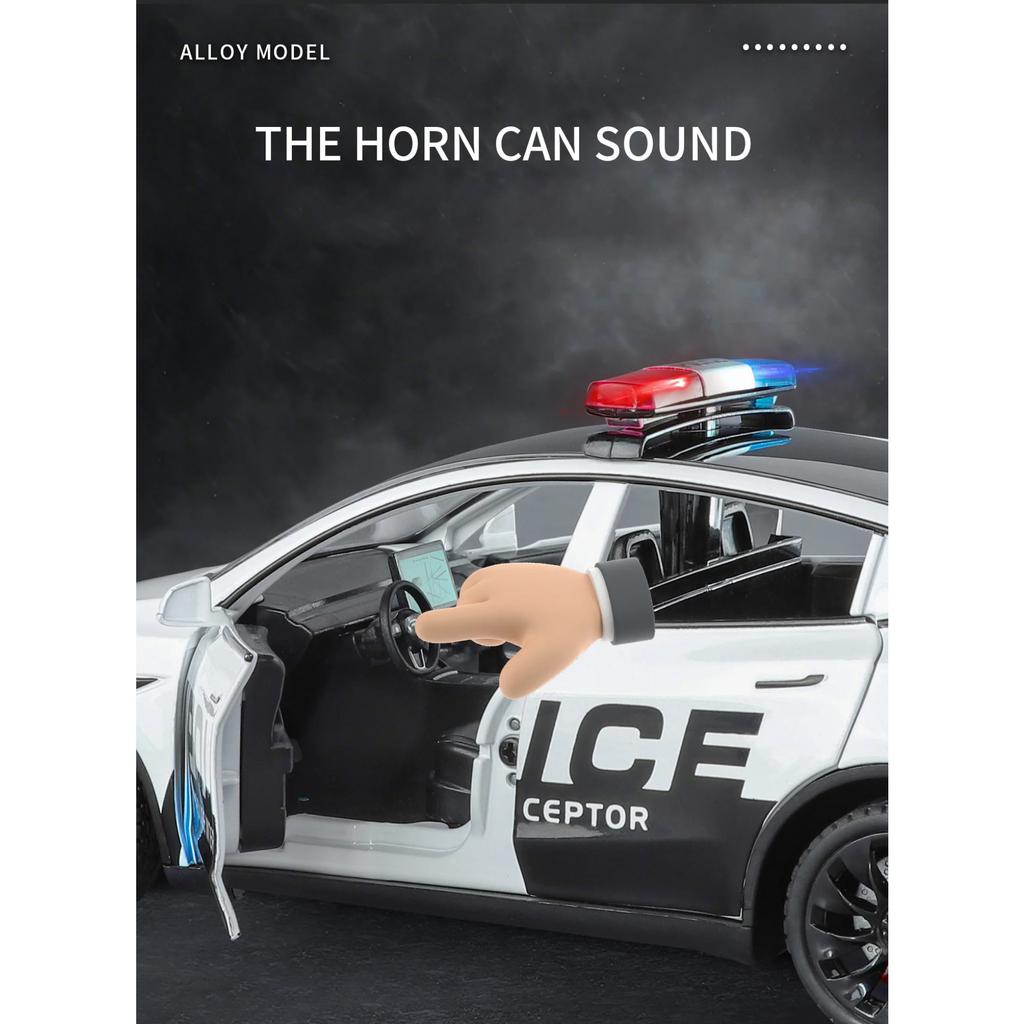 1/24 Tesla Model Y SUV Alloy Police New Energy Car Model Diecast Metal Vehicles Car Model Simulation Sound and Light Children Toy Gift