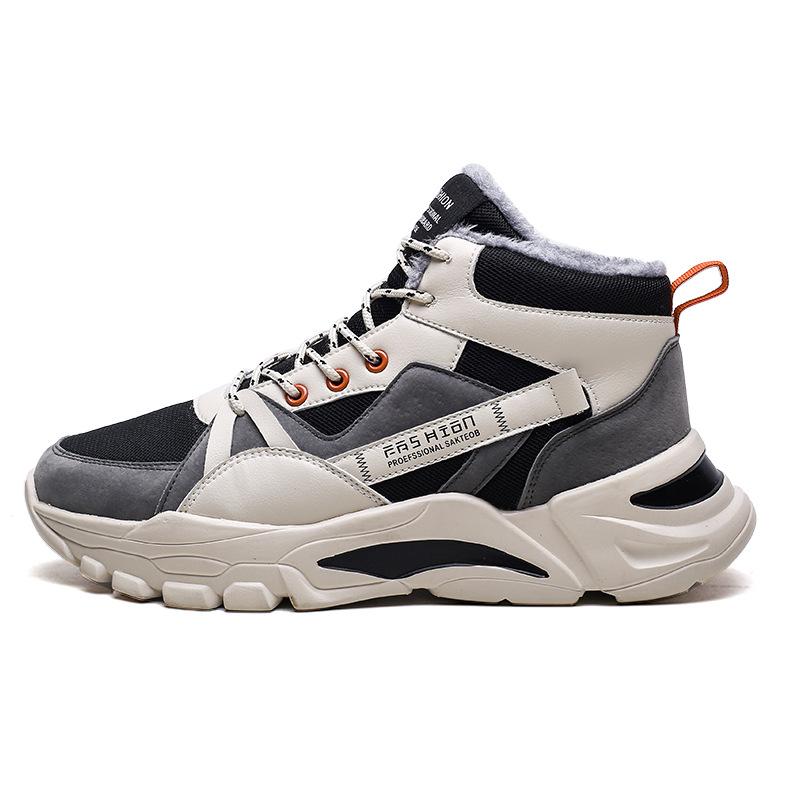 Winter Men's Shoes 2024 New Dad Shoes Velvet Warm Northeast Men's Casual Thick-soled Medium and High-top Shoes Men's