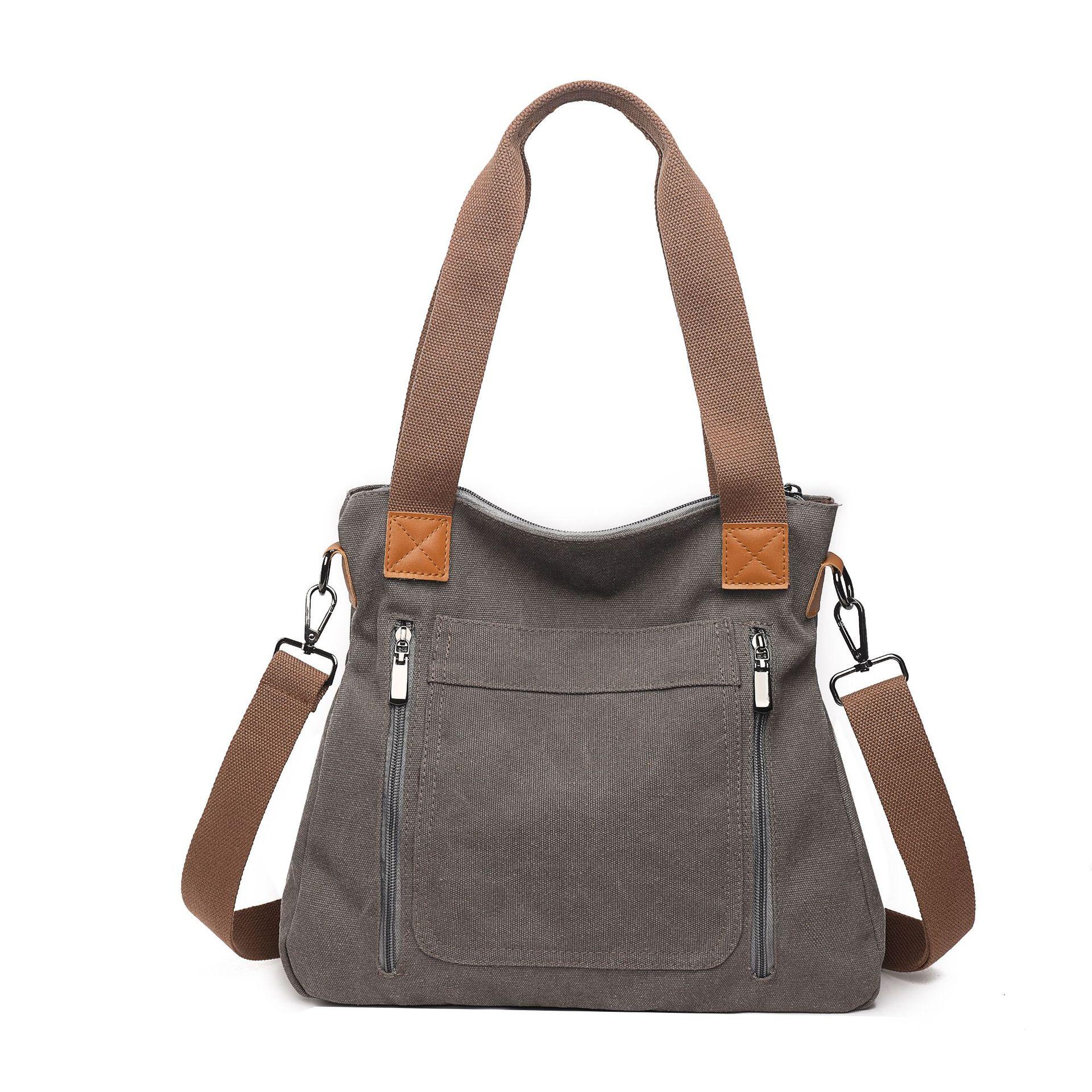 

Retro handbag canvas crossbody bag for women, laptop carrying, shopping, traveling, office, business crossbody bag A-DH сірий