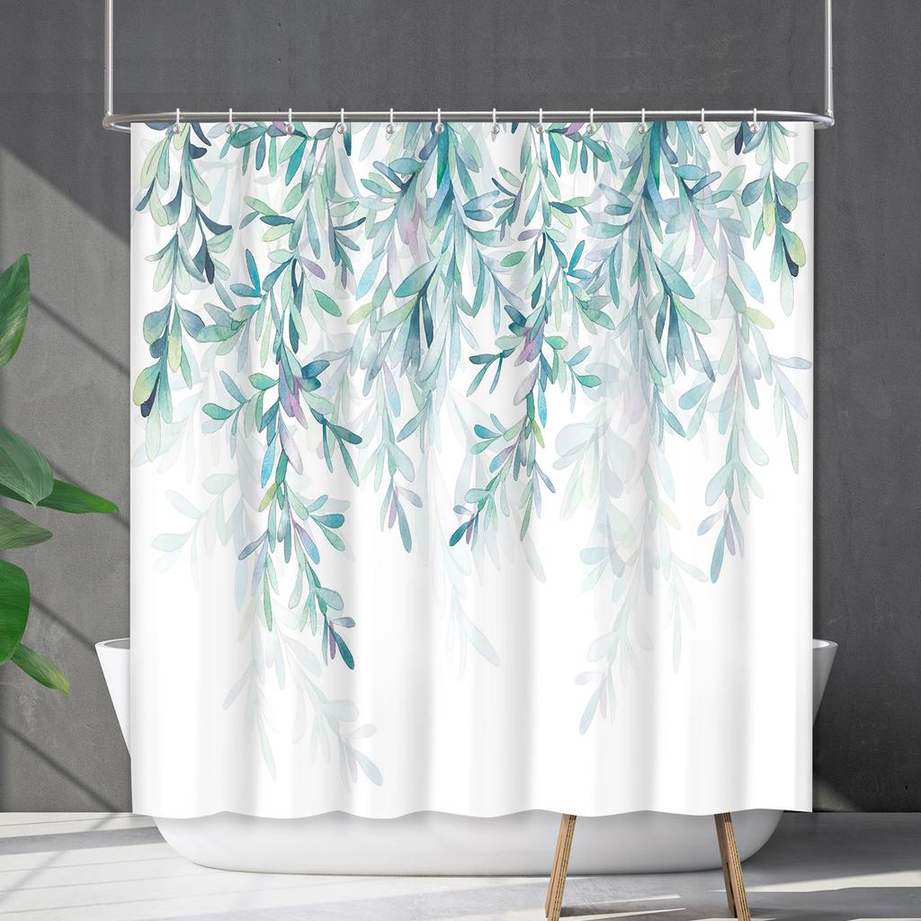 Duschvorhang Wasserdicht Und Schimmelresistent 3D Digitaldruck Pflanze Blume Und Gras Duschvorhang Badezimmer Trennvorhang