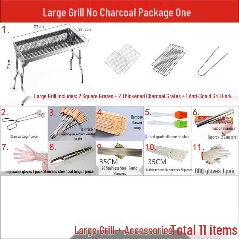 Foldable Stainless Steel Charcoal BBQ Grill