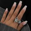 New Fashion Minimalism Geometry Square Cross Rings for Women Hip-Hop Personality Open Mouth Adjustable Rings Charm Jewerly Gift