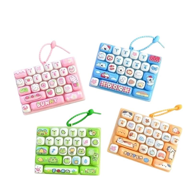 Cute Cartoon 6‑Key Simulated Keyboard Decompression Toy Pendant Creative Bag Ornament Accessory For Students Holiday Gift