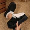 Warm Plush Thick Bottom Outdoor Slippers Women 2025 Winter Chunky Platform Wedge Heel Non Slip Indoor Slippers Furry House Shoes