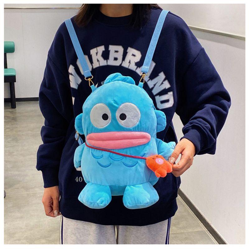 Sweet And Adorable Blue Cartoon Japanese Mermaid Monster Plush Doll Backpack