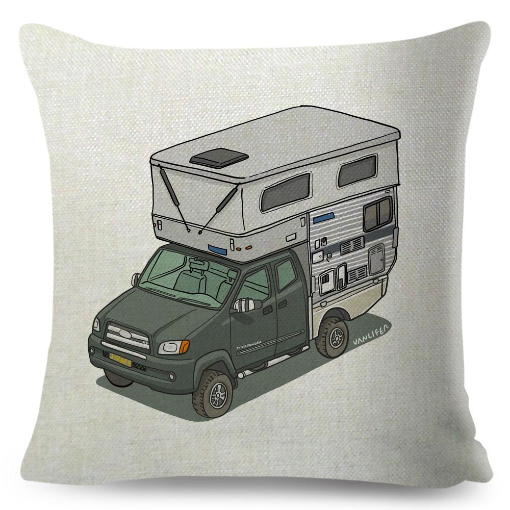 Van Life Pillow Case Decor Cartoon Camper House Travel Car Cushion Cover for Sofa Home Children Room Vanlife Pillowcase 45x45cm