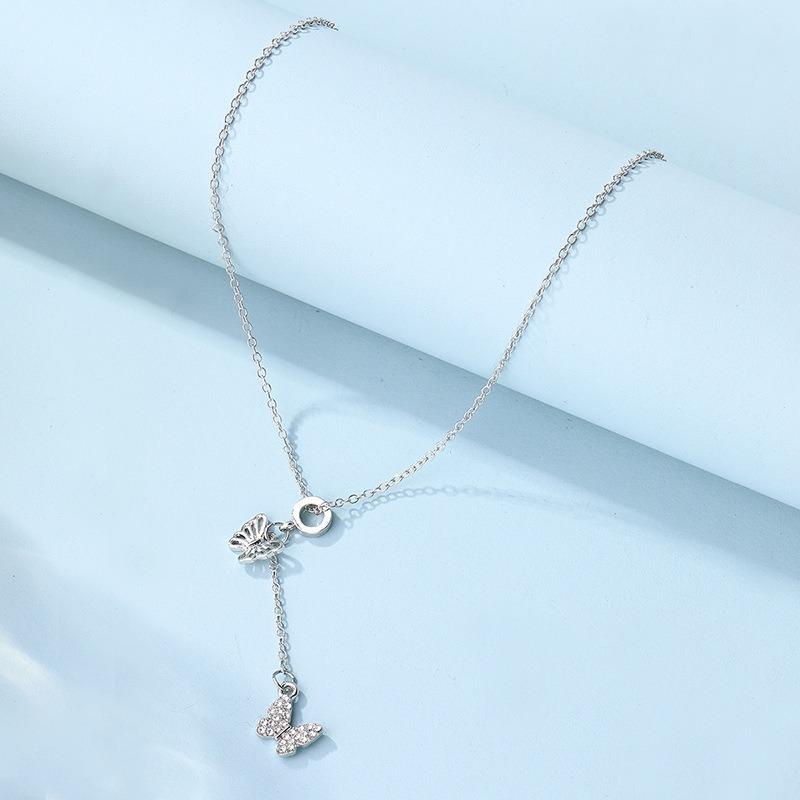 Fashion and Versatile Tassel Butterfly Pendant Necklace Light Luxury Niche High-end Design Jewelry Necklace