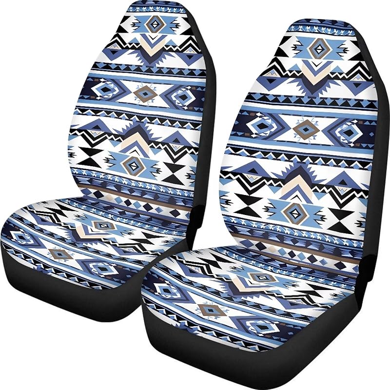 Dreaweet Navajo Print Car Seat Covers for Men Women Southwest Pattern Front Seat Protector Cover Full Set of 2pc Universal Size for Car, Truck or