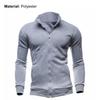 Men Coat Solid Color Slim Streetwear Zipper Ribbed Bottom Sweatshirt for Daily Wear