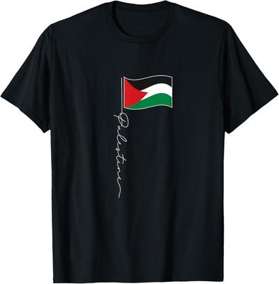 Palestina Signatur Flaggstång - Patriotisk Palestinsk Flagga Unisex T-shirt
