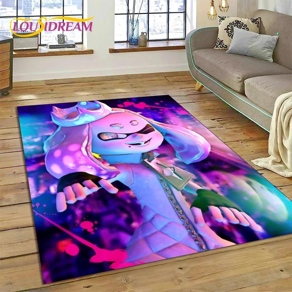 Splatoon3 PC Gamer Kreskówka Gra Dywanik do Sypialni Salonu Domu Dekoracja Sofy,Gra dla Dzieci Duży Dekor Mata Podłogowa Prezent