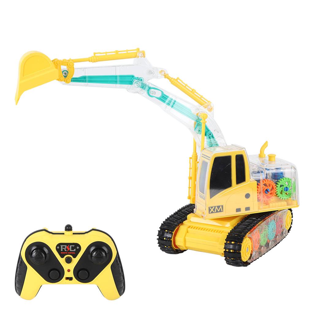 2.4GHz Remote Control Excavator Toy Light Up Simulation Sound Transparent Gear Full Function RC