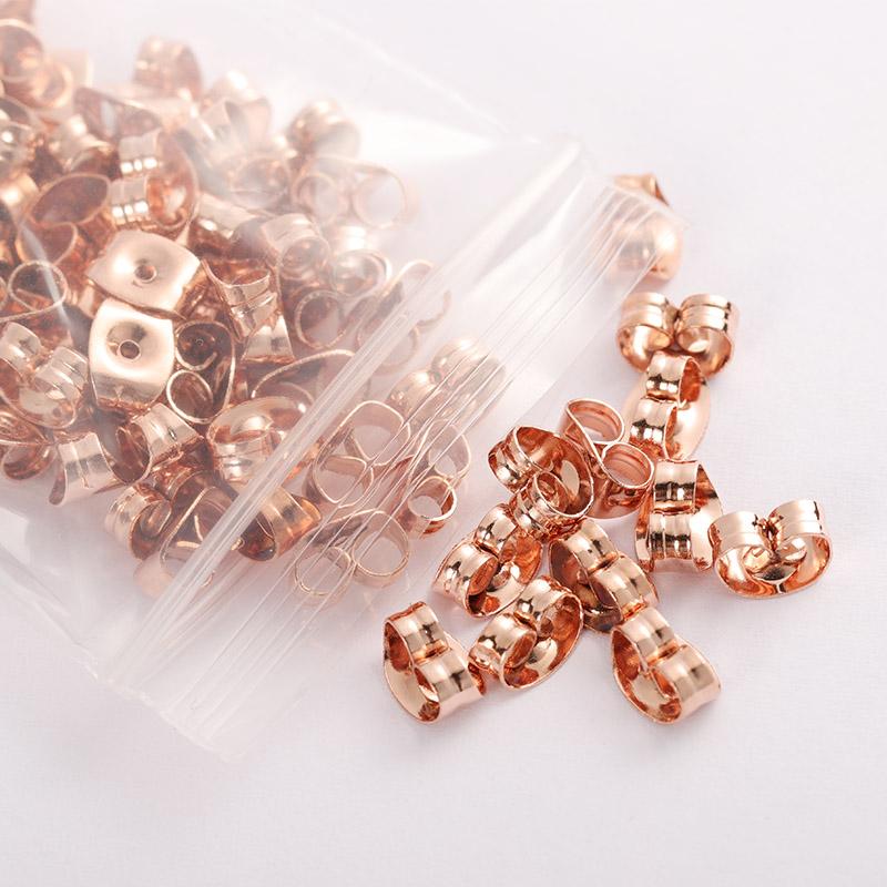 50pcs 100pcs 6x4.5mm Stainless Steel Earrings Back Gold Tone Rose Gold Butterfly Ear Nuts Stopper DIY Jewelry Making Supplies