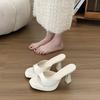 Waterproof Table Nude High Heels Women's 2025 New Thin Heels Cool Slippers Design Sense Retro Square Head Open-toed Sandals