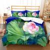 Lotus Flower Duvet Cover Set Lotus Leaf Pattern Polyester Quilt Cover King Full Size For Kids Teens Bedding Set With Pillowcase