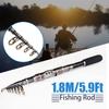 1.8M 5.9Ft Telescopic Carbon Fiber Fishing Rod Travel Spinning Fishing Pole