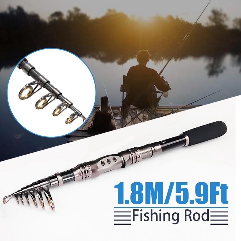 1.8M 5.9Ft Telescopic Carbon Fiber Fishing Rod Travel Spinning Fishing Pole