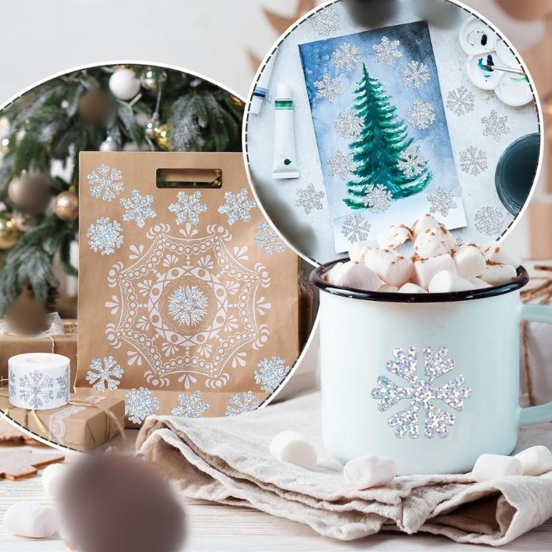 500Pcs Christmas Snowflake Stickers Waterproof Design Decals For Holiday Window Decorations Kids Crafts