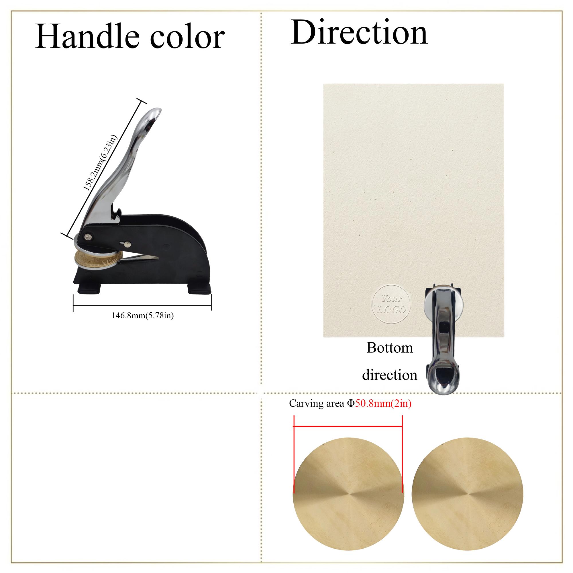 2 Inches Custom Embossing Stamp with Logo Monogram Seal for Wedding Invitations Craft Bottom direction чёрный