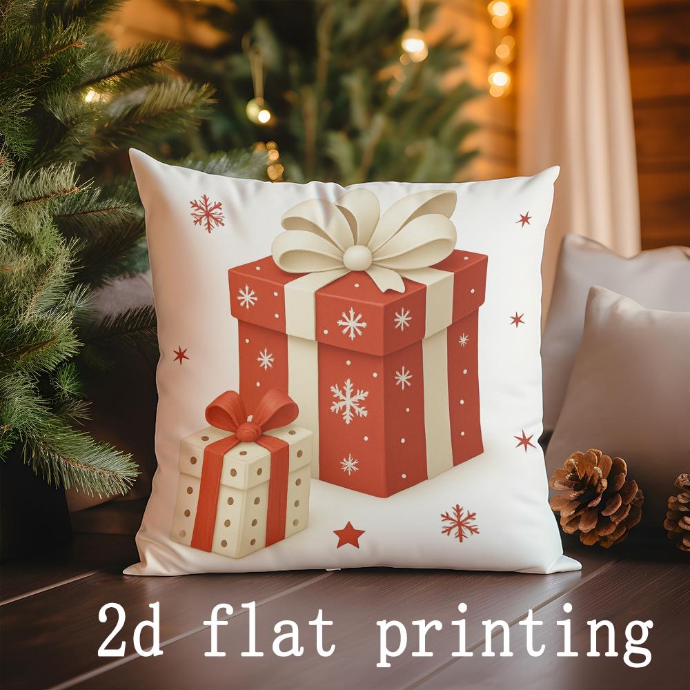 

Home Decor Christmas-themed Gift & Candy Cane Pillow Covers Pattern Cushion Cover Suitable for Sofa Bedroom Car Pillow Cover 16x16Inch