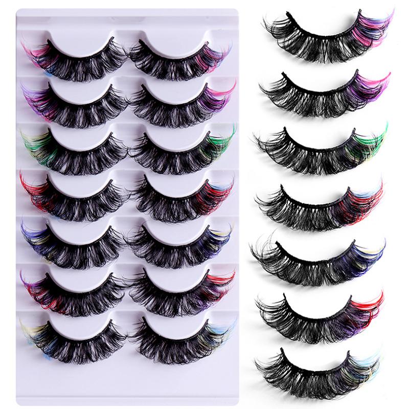 3D Mink Colored False Eyelashes Vibrant Color Fluffy Natural Soft Lashes Eye Makeup For Performances Stage Events