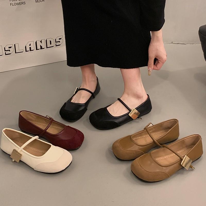 Designer Women Flat Shoes Fashionable and Versatile Square Toe French Mary Jane Shoes Women New Summer Soft Soled Beanie Shoes