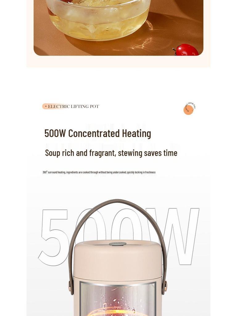 Compact Electric Stew Cup: Portable Non-Stick Hot Pot for Porridge & Soup - Ideal Office Gift