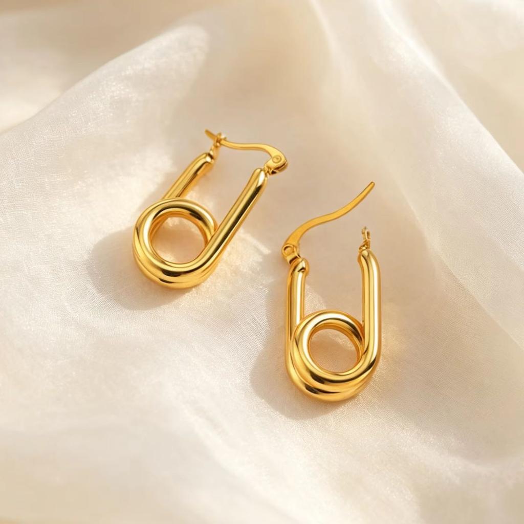 Minimalist Gold Color U-Shape Earrings for Women, Stainless Steel Irregular Geometric Hoop Earrings, Party Fashion Chic Jewelry