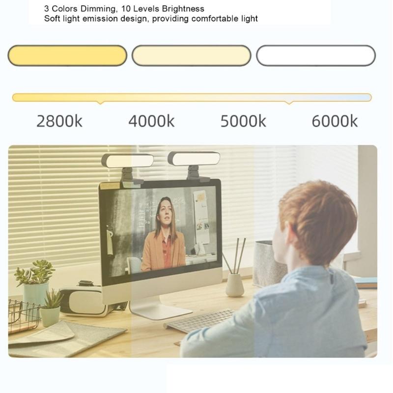 Double Head LED Light Club For Computer Screen Uniform Lighting ° Turn Modifiable Height USB Consistent Telecommute Use