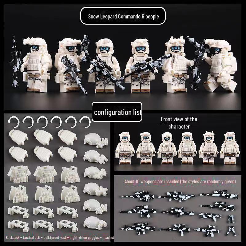 Совместимые строительные блоки Jungle Soldier для мальчиков с наборами LEGO Snow Leopard Commando 6-man