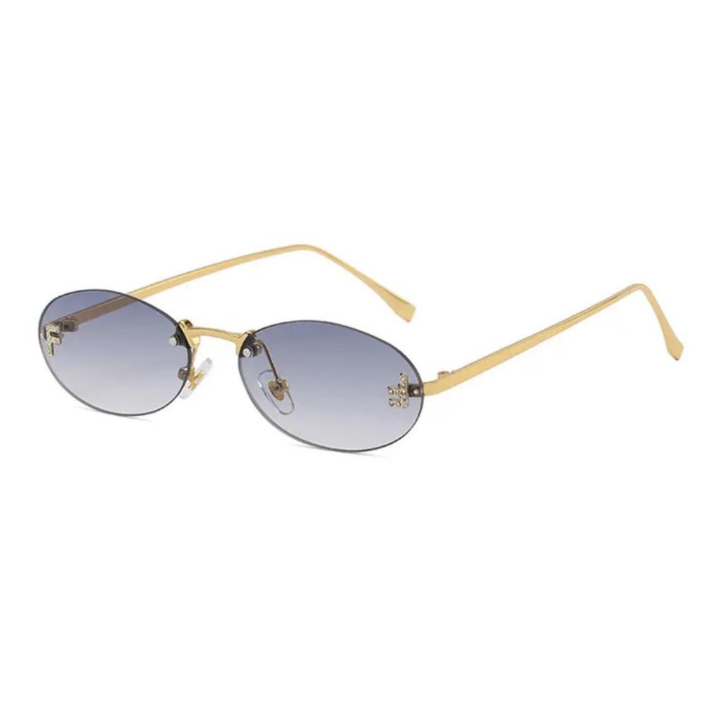 Frameless Diamond-Studded UV Protection Sunglasses, Trendy Celebrity Style