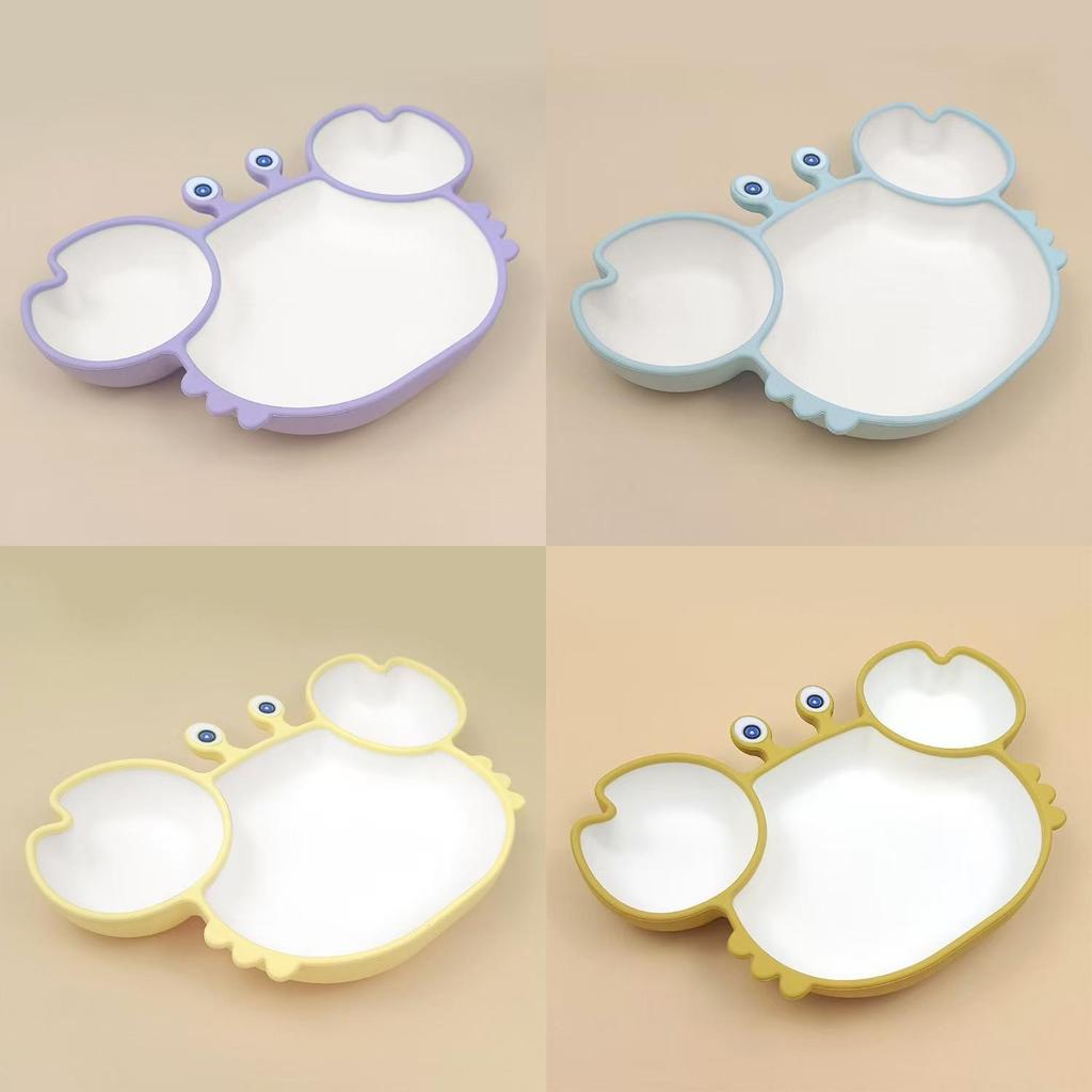 Piatto in Silicone per Bambini Irritabili con Ventosa e Divisori per l'Ora dei Pasti