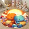 3D HD Bulbasaur Cartoon Round Carpet Kids Living Room Rug Camping Picnic Mats Flannel Anti-Slip Rug Yoga Mat Next Day Shipping